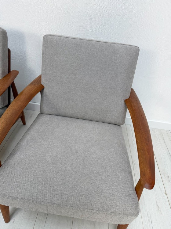 Image 1 of 1/2 Poltrona danese in teak anni '60 – Poltrona lounge di metà secolo con rivestimento nuovo