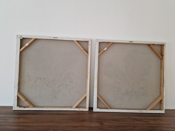 Bellissimo Grande Dittico Astratto (2x 80x80) Oro/Tela Moderna 3D – Lily, Dipinti e disegni, Legno (photo 4 of 7)