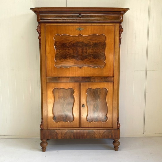 Image 1 of Antique Biedermeier Valve Secretaire Cabinet Desk