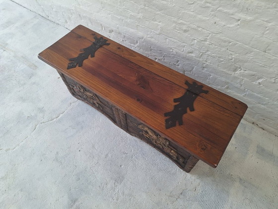 Artes de México Spanish Colonial Carved and Painted Coffer / Bench, 1940s – Benches, Wood (photo 4 of 14)