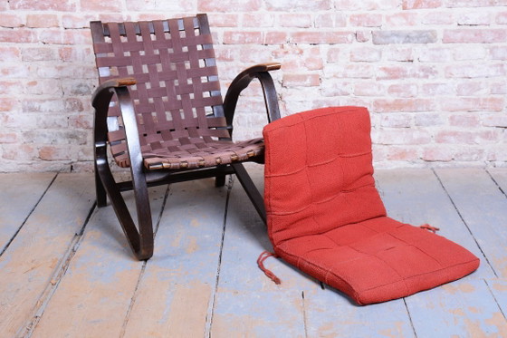 Paire de Fauteuils Art Déco restaurés, conçus par Jan Vaněk, chêne, tchèque, années 1940 – Textile, Wood (photo 8 of 18)