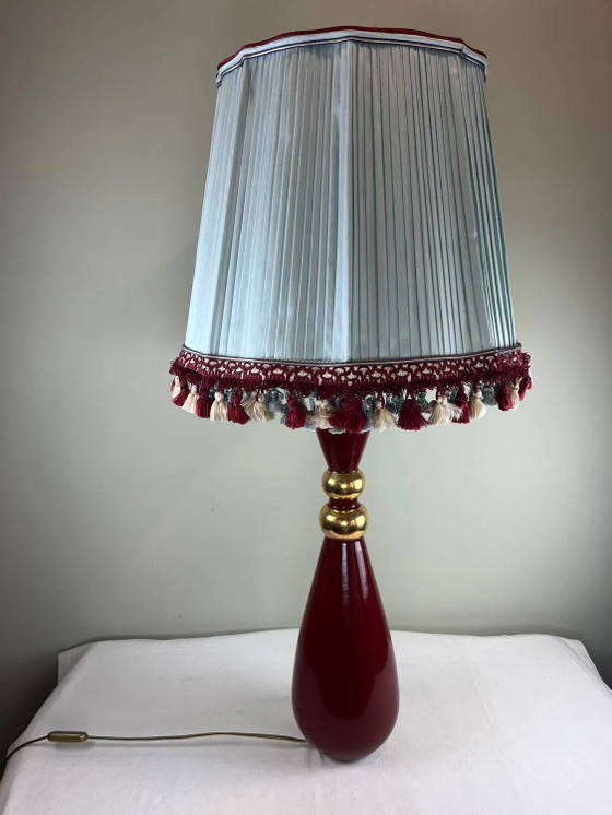 Grande lampada vintage in ceramica rossa firmata Drimmer – paralume pl – Lampade da tavolo, Porcelain, Metal (photo 2 of 21)