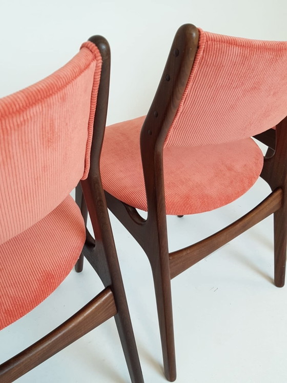 4 Danish Teak Wood Dining chairs Newly Upholstered – Polyester (photo 14 of 15)