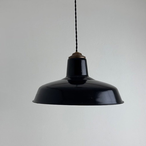 ANTIEKE GEËMAILLEERDE INDUSTRIËLE WERKPLAATS HANGLAMP