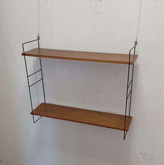 Wandregal aus den Fünfzigerjahren mit zwei Ablagen – Metal, Wood (photo 2 of 8)