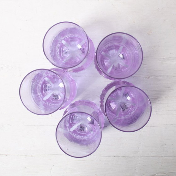 Set van 5 vintage lila bekers / LACS Kristallglas / Italië / jaren 70 – Glazen & Karaffen, Crystal (photo 9 of 11)