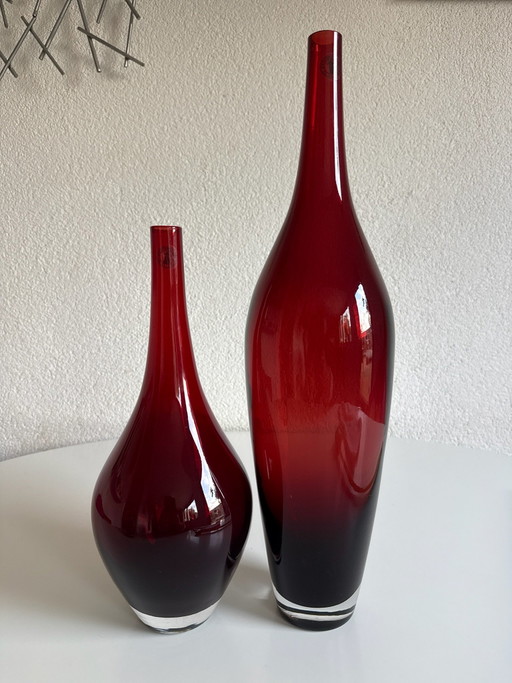 Vintage IKEA 'Handmade Quality' vazen - Dieprood / Cranberry