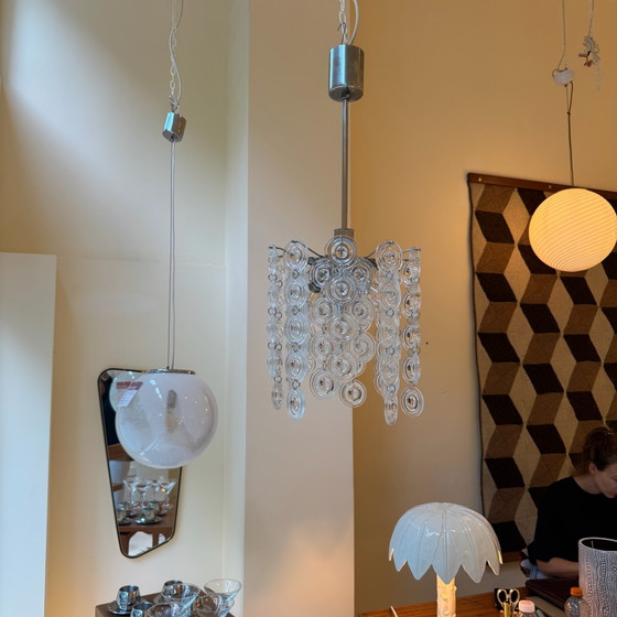 Gaetano Sciolari “Saturn” Glazen Kroonluchter – Gaeton Sciolari, Hanglampen, Glass, Chrome (photo 7 of 7)