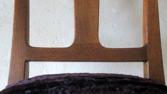 Image 1 of Chaise d'appoint Art Nouveau en chêne et velours violet royal, années 1900