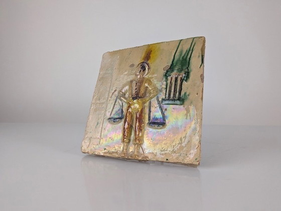 Image 1 of Glazed Ceramic Plate With Cenachero By Hermanos Morillo