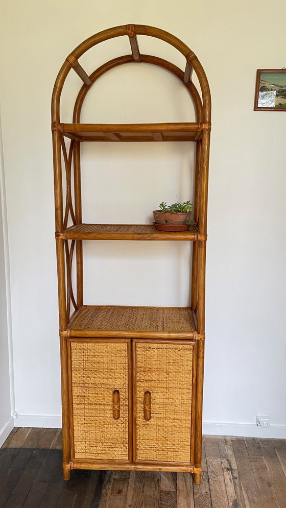 Image 1 of Vintage Wicker and Rattan Shelf