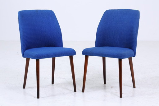 2 Vintage Esszimmerstühle aus den 60ern | Mid Century Stoff Stuhl 70er Jahre | Küchenstuhl Holz #05-86