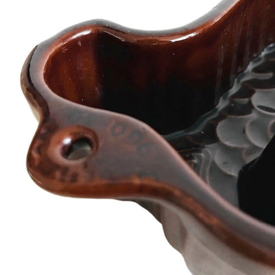 Image 1 of Piatto vintage a forma di pesce Scheurich Cerabac, ceramica della Germania occidentale, smalto marrone, anni '70