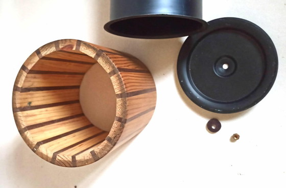 Image 1 of Scandinavische houten ijsemmer of flessenkoeler Hoogte 22,5 cm