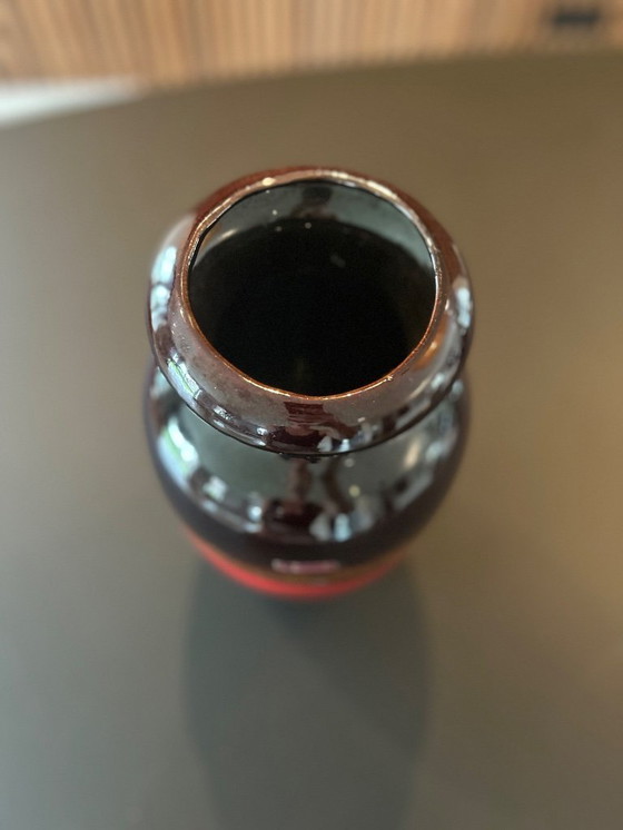 Image 1 of West Germany Scheurich vase 38 cm in red brown eggplant black