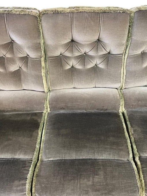 Poltrona/divano vintage verde con frange SPEDIZIONE GRATUITA