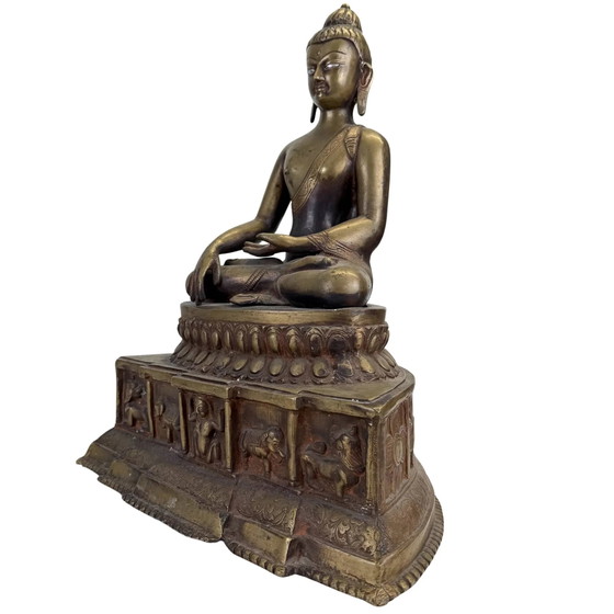 Buddha Himalayano in Bronzo Qualità Museo con Occhi d'Argento – XVI–XVII Secolo – 49.5 cm – Sculture, Bronze (photo 7 of 10)