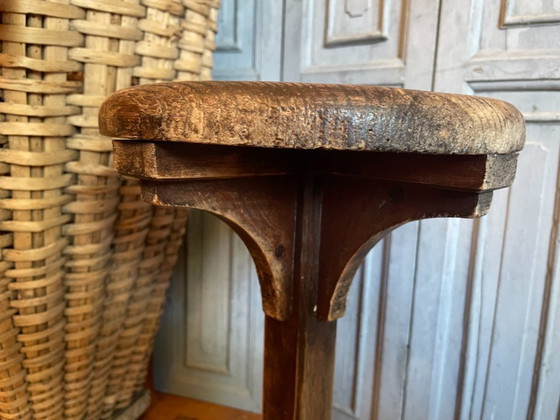 Image 1 of Factory Stool Chair Side Table French 1920s-30s