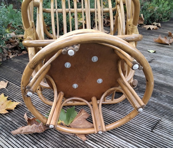 Image 1 of Swivel lounge chairs made of bamboo from the 70s