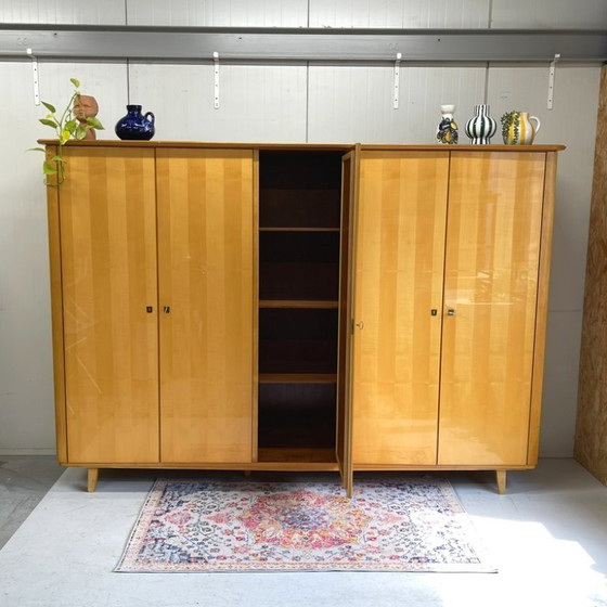 Image 1 of Large mid-century vintage 5-door wardrobe, sixties linen cupboard, demountable