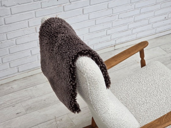 Anni '70, design scandinavo, sedia a dondolo con schienale alto, rivestita. – Sedie a dondolo, Tessile (photo 15 of 24)