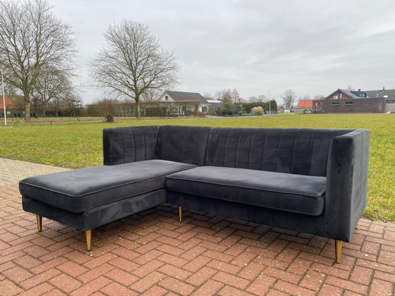 Image 1 of Ecksofa aus blauem Stoff – Robuste und langlebige Konstruktion – Kostenlose Lieferung