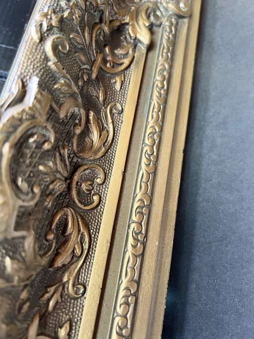 Pittura geisha matita/acrilico vecchia cornice barocca