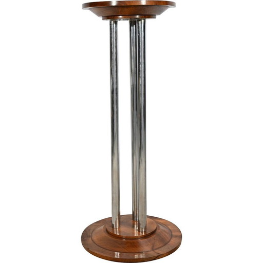 Vintage stand in walnut and chromed metal, 1930