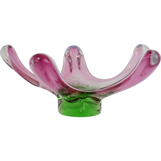 Bol en verre vintage par Josef Hospodka pour Chribska Glassworks, Tchécoslovaquie 1960