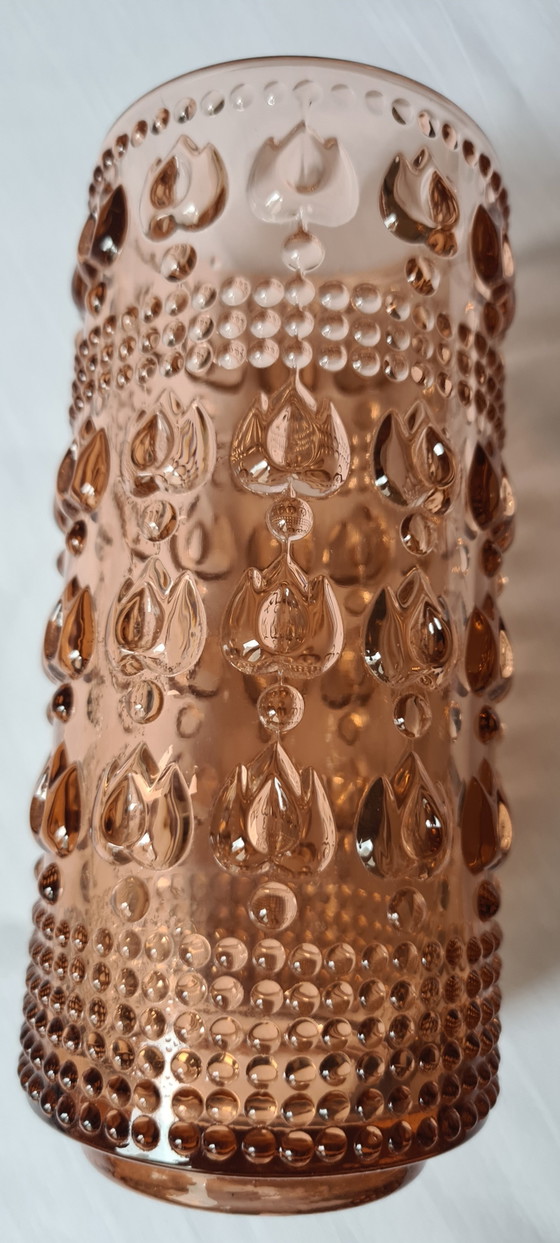 Pressed Glass Vase In Rosalin, Design Rudolf Jurnikl 1960s For Glassworks Rudolfova Huť / Sklo Union (Model (photo 9 of 13)