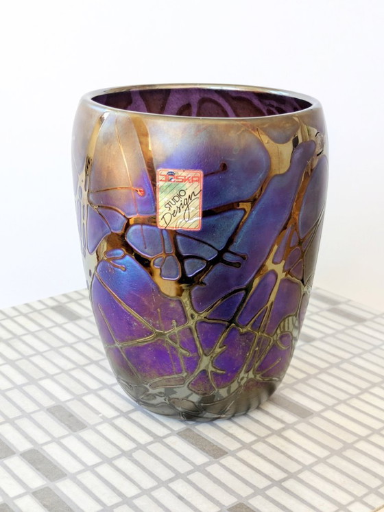 Image 1 of Raro Jarrón Joska Estilo Art Nouveau | Vidrio soplado iridiscente | Alemania 1990