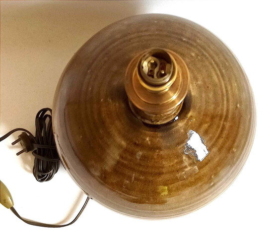 Image 1 of Geëmailleerde aardewerk lamp gesigneerd Alain Magne jaren 70