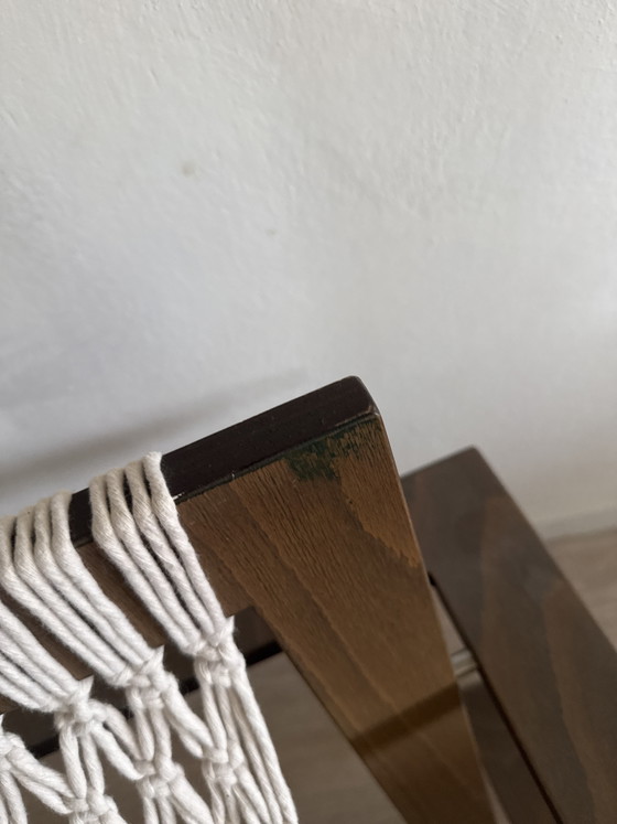 Vintage design hammock chair lounge stoel – hout & macramé – Fauteuils, Textile (photo 8 of 10)