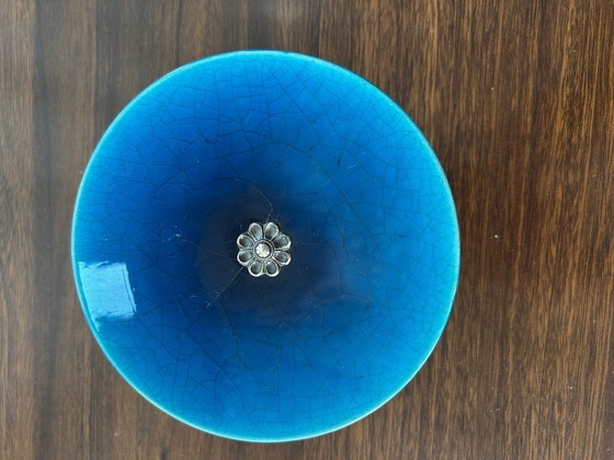 Image 1 of blue ceramic trinket tray