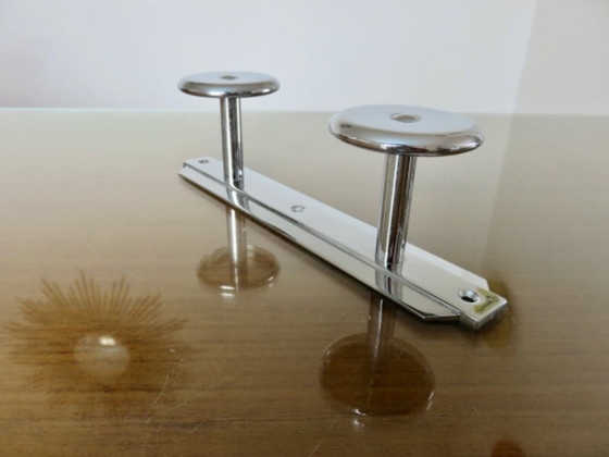 Image 1 of Art Deco wandkapstok van verchroomd messing, Frankrijk, jaren 1940-1950