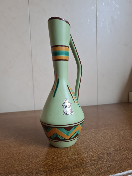Gouda TIKO Dutch Art Pottery Vase 26cm – Handpainted Vintage Ceramic 1950s – Vase Hollande Fait Main (photo 2 of 6)
