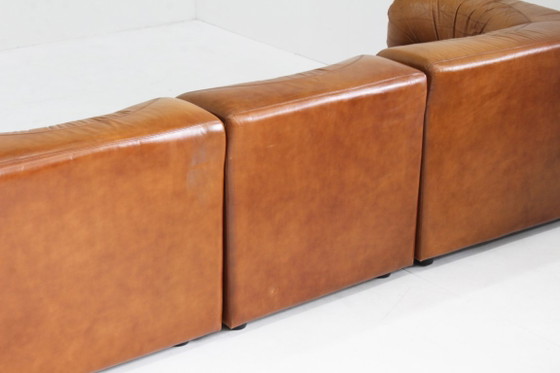 Image 1 of Vintage modulaire bank in cognac bruin leer jaren 70
