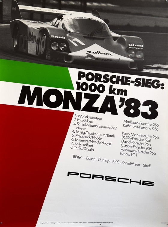 Image 1 of Originele Vintage 1983 Porsche Monza Poster / Plakat - XL 76 × 102 cm