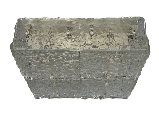 60er 70er Jahre Ice Glas Plafoniere Flush Mount von Kalmar Franken KG Österreich