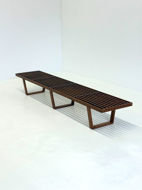 Image 1 of Vintage George Nelson long Platform lattenbank van teak hout