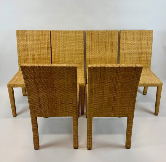 Image 1 of Jean-Michel Frank — Conjunto de ocho sillas de ratán reedición de Écart International.