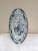 Plato de porcelana chino azul y blanco antiguo
