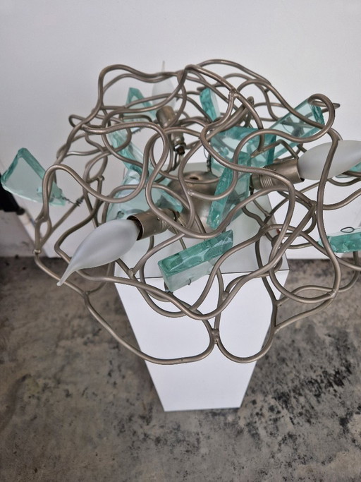 Brand van Egmond Crystal Waters ceiling lamp, diameter 45 cm, in very good condition including original ceiling mount