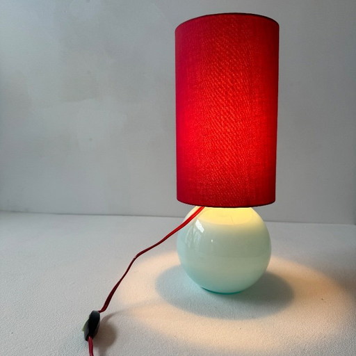 ANCIENNE LAMPE VINTAGE EN OPALINE BLEU