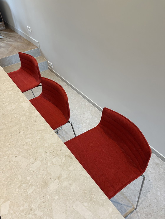 Image 1 of 4x sgabello da bar Arper Catifa 46 design rosso Alberto Lievore