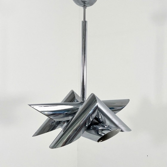 Image 1 of Chromed Structural Ceiling Lamp by Oscar Torlasco for Stilkronen, 1960s