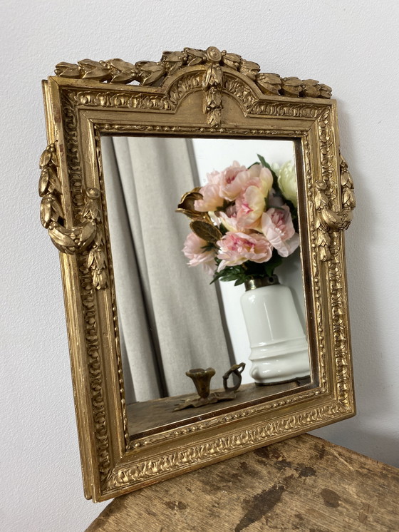 Image 1 of Antique Golden Wooden Mirror