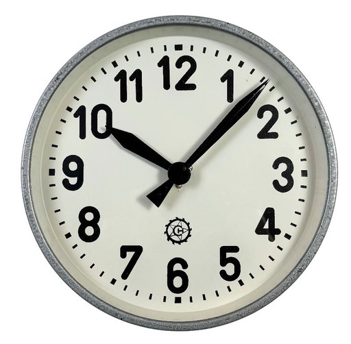 Grey Industrial Factory Wall Clock from Chronotechna, 1950s