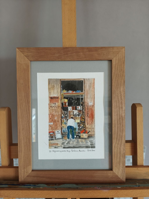 Aquarel "Engineering Works shop"