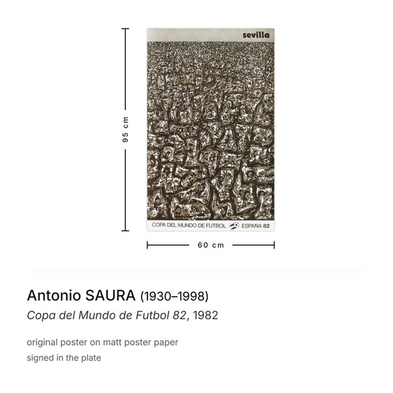 Image 1 of Antonio SAURA Copa del Mundo de Futbol Poster 1982